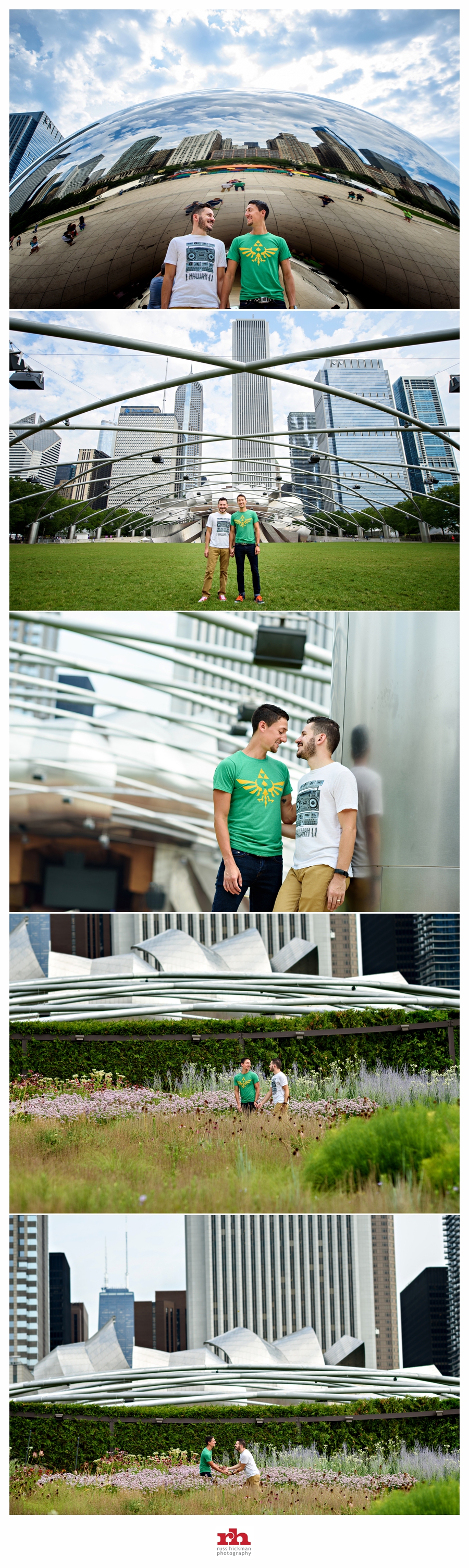 A Gay Couple in Millennium Park for their Chicago Engagement Session.